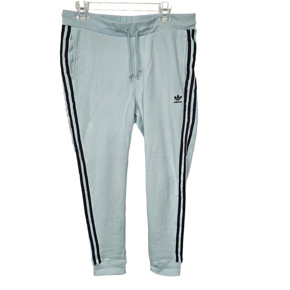 Adidas High Waisted Track Jogger Pants Tapered Striped Primegreen Womens Size XL - Picture 1 of 9